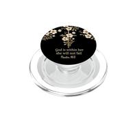 God Is Within Her Bible Verse Psalm 46:5 Floral Cross Art PopSockets PopGrip for MagSafe
