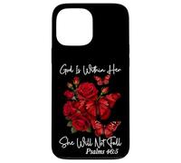 God Is Within Her Christian Bible Verse Psalms 46:5 Red Rose Case for iPhone 13 Pro Max