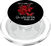 God Is Within Her Christian Bible Verse Psalms 46:5 Red Rose PopSockets PopGrip for MagSafe