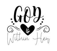 god is Within her Design on Wall Decals PVC 67.2x72.6cm Do not Damage The Wall Surface Black