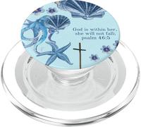 God Is Within Her Preppy Coastal Summer Ocean Blue Shells PopSockets PopGrip for MagSafe
