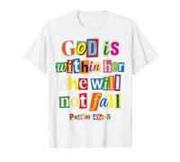 God is Within Her Psalm 46:5 Christian Faith Bible Verse Value Graphic T-Shirt, Men, White, M
