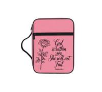 God is Within her She Will not Fail Psalm 46:5 Bible Case for Women Men - Canvas Carrying Bag for Church with Handle & Zippered Pocket