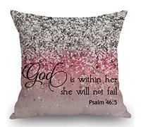 God Is Within Her,She Will Not Fail Throw Pillow Case Fluffy Cushion Cover Invisible Zipper Pillowcase For Birthday Valentines Day Gifts 45X45Cm