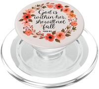 God is Within Her She Will Not Fall 46 5 Floral Wreath Beige PopSockets PopGrip for MagSafe