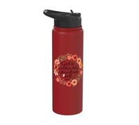 God is Within Her She Will Not Fall 46 5 Floral Wreath Beige Stainless Steel Insulated Water Bottle
