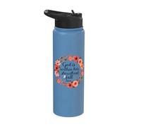 God is Within Her She Will Not Fall 46 5 Floral Wreath Beige Stainless Steel Insulated Water Bottle