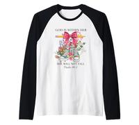God is Within Her She Will Not Fall Art Raglan Baseball Tee