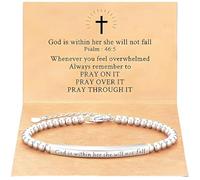 God Is Within Her She Will Not Fall, Bible Verse Bracelets, Christian Bracelets for Women Suitable for Wearing and Boosting Courage