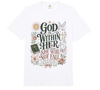 God is Within Her She Will Not Fall Bible Verse Christian Comfort Colors Adult Heavyweight T-Shirt