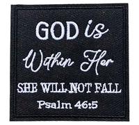 God is Within Her She Will Not Fall Bible Verse Patch - Inspirational Christian Psalm 46:5 Embroidered Tactical Morale Hook and Loop Patch for Women's Hats Clothes Backpack