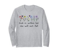 God is Within Her She Will Not Fall Christian Butterfly 46:5 Long Sleeve T-Shirt