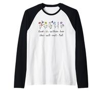 God is Within Her She Will Not Fall Christian Butterfly 46:5 Raglan Baseball Tee