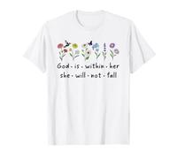 God is Within Her She Will Not Fall Christian Butterfly 46:5 T-Shirt