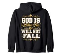 God Is Within Her She Will Not Fall Christian Faith Varsity Zip Hoodie