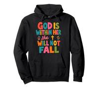 God Is Within Her She Will Not Fall Colorful Cross Faith Pullover Hoodie