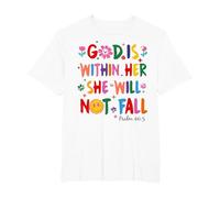 God is Within Her She Will Not Fall Coquette Christian Bible T-Shirt, Men's Big and Tall, White, 2X Tall