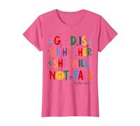 God is Within Her She Will Not Fall Coquette Christian Bible T-Shirt, Women, Pink Heather, X-Large