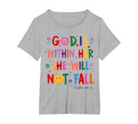 God is Within Her She Will Not Fall Coquette Christian Bible T-Shirt, Women's Plus, Heather Grey, 1X