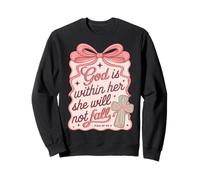 God Is Within Her She Will Not Fall Cross Christian Womens Sweatshirt