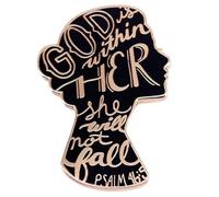God Is Within Her She Will Not Fall Enamel Lapel Pin Christian Inspiration Badge Brooch PSALM 46:5 Brooch For Christian Gift