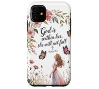 God is Within Her She will not Fall Floral Bible Verse Women Case for iPhone 11