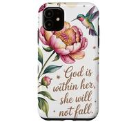God is Within Her She will not Fall Floral Bible Verse Women Case for iPhone 11
