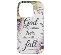 God is Within Her She will not Fall Floral Bible Verse Women Case for iPhone 14 Pro