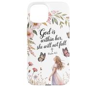 God is Within Her She will not Fall Floral Bible Verse Women Case for iPhone 15
