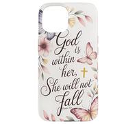 God is Within Her She will not Fall Floral Bible Verse Women Case for iPhone 15