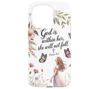 God is Within Her She will not Fall Floral Bible Verse Women Case for iPhone 15 Pro