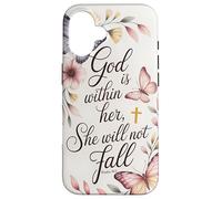 God is Within Her She will not Fall Floral Bible Verse Women Case for iPhone 16