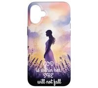 God is Within Her She will not Fall Floral Bible Verse Women Case for iPhone 16 Plus