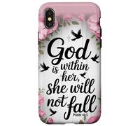 God is Within Her She will not Fall Floral Bible Verse Women Case for iPhone X/XS