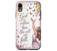 God is Within Her She will not Fall Floral Bible Verse Women Case for iPhone XR