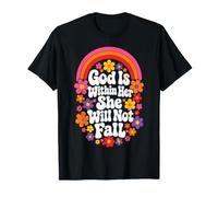 God is Within Her She Will Not Fall Floral Christian Faith T-Shirt