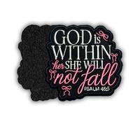 God is Within Her She Will Not Fall Funny Morale Tactical Patch 3 Inches Coquette Bow Cute Christian Faith, Embroidered Hook and Loop Patches for Backpack Vest Dog Harness Military Gifts for Mom Dad
