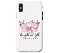 God is Within Her She Will Not Fall Girl Pink Bow Psalm 46:5 Case for iPhone X/XS