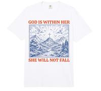 God is Within Her She Will Not Fall Mountain Cross Comfort Colors Adult Heavyweight T-Shirt