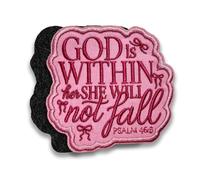 God is Within Her She Will Not Fall Patch Bible Verse Psalm 46 Religious Faith Girly Pink Embroidered Hook and Loop Patch for Military Style Gear 3 Inches for Backpack Vest Hat Dog Harness Gifts