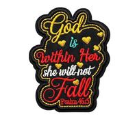 God is Within Her She Will Not Fall Patches 3 inch, Psalm 46:5 Embroidery Patches, Embroidered Applique for Trucker Hats Clothes Backpacks, Christian, Religious, Jesus DIY Funny Accessories Girls Gift