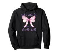God is Within Her She Will Not Fall Pink Bow Girl Psalm 46:5 Pullover Hoodie