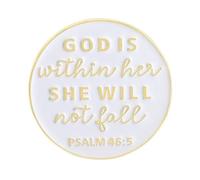 God Is Within Her She Will Not Fall Psalm 46:5, Christian Women Faith Enamel Pin, Bible Verse Pin Brooch, Religious Inspirational Brooch Badges For Women Devotee Prayer God Jesus Lover, Religious