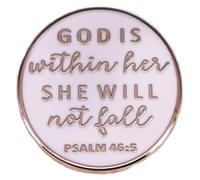 God Is Within Her She Will Not Fall Psalms 46:5 Christian Jesus Christ Bible Verses 1.2" Enamel Pin Badge