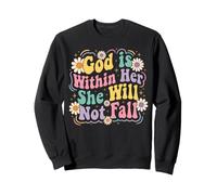 God Is Within Her She Will Not Fall Retro Daisy Faith Sweatshirt