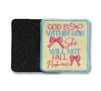 God is Within Her She Will Not Fall Tactical Patch 3 Inches Funny Bow Cute Christian Religious, Embroidered Hook and Loop Morale Patches for Dog Harness Vest & Backpack Military Gifts Mom
