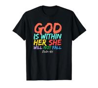 God is Within Her She Will Not Fall Value Graphic T-Shirt, Men, Black, M