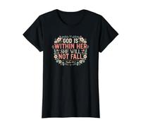 God is Within Her She Will Not Fall Value Graphic T-Shirt, Women, Black, L