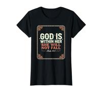 God is Within Her She Will Not Fall Value Graphic T-Shirt, Women, Black, L