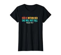 God is Within Her She Will Not Fall Value Graphic T-Shirt, Women, Black, M